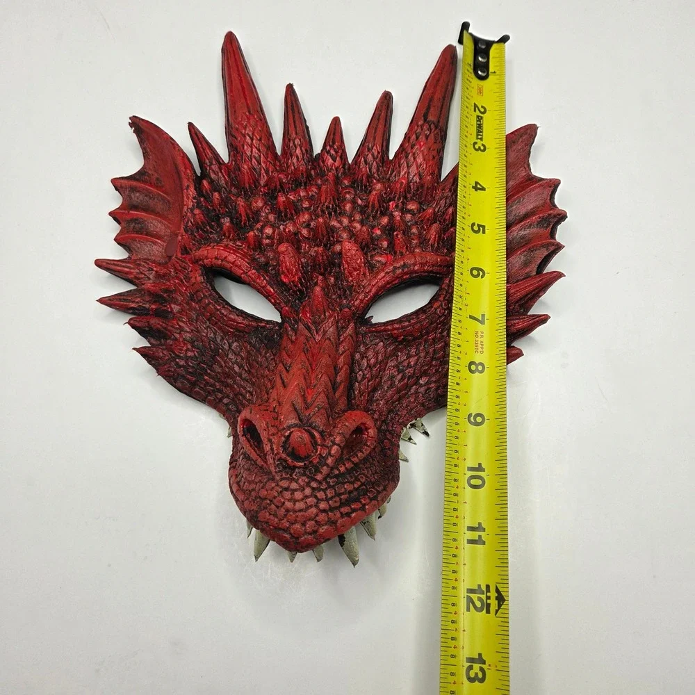 Dragon Mask Red Foam Rubber Cosplay Costume Halloween Adult OSFA Fantasy Monster